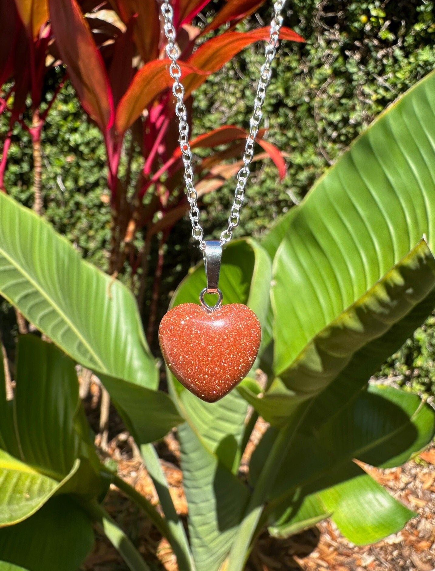 Goldstone Heart Pendant Necklace