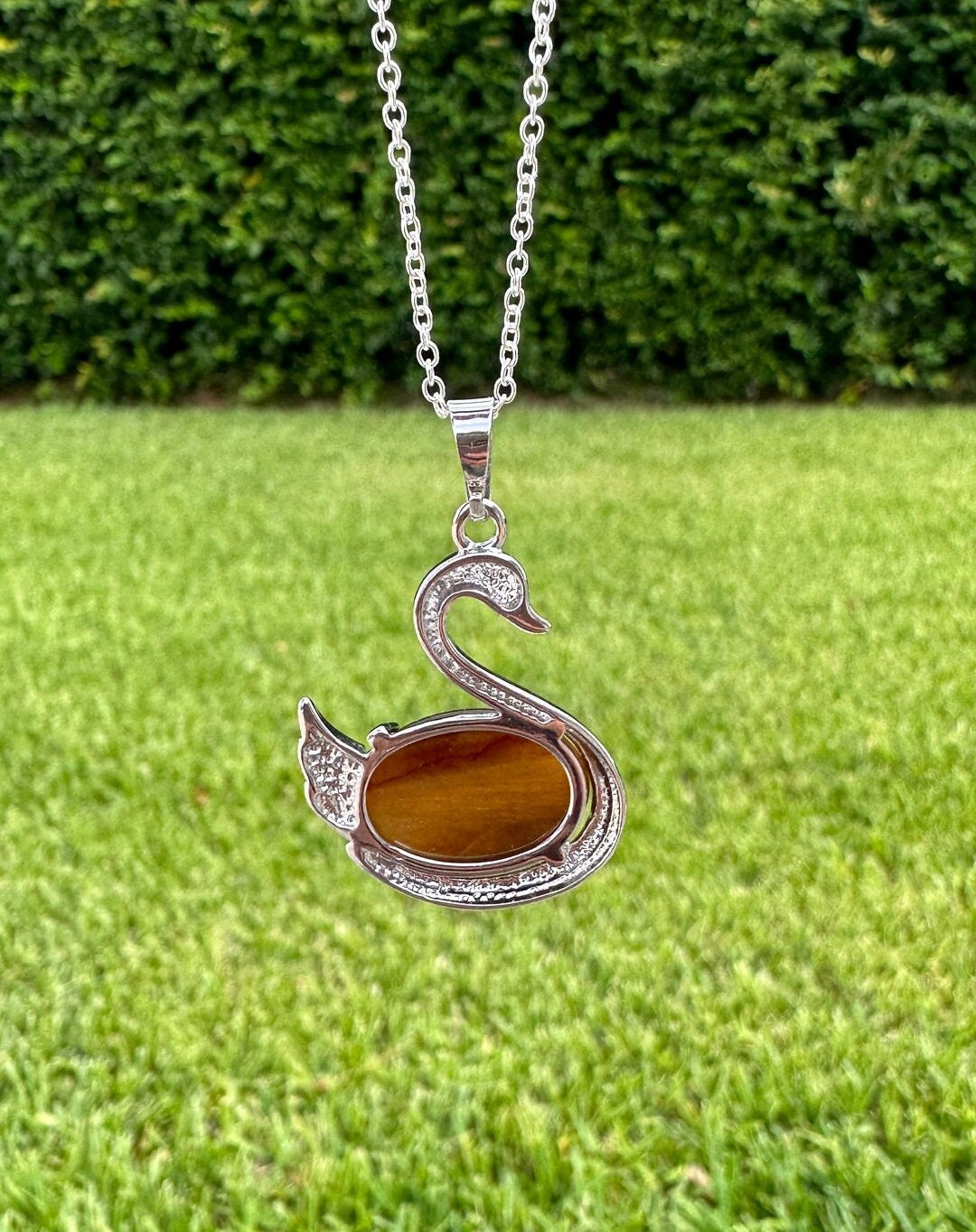 Tiger Eye Swan Necklace