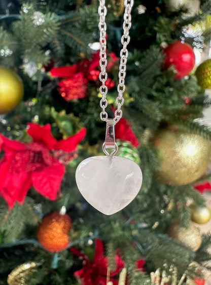 Clear Quartz Heart Pendant Necklace
