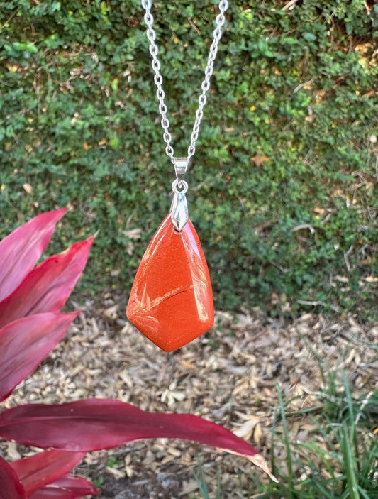 Red Jasper Shield Pendant Necklace