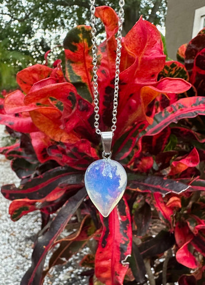 Clear Opalite Acorn Pendant Necklace
