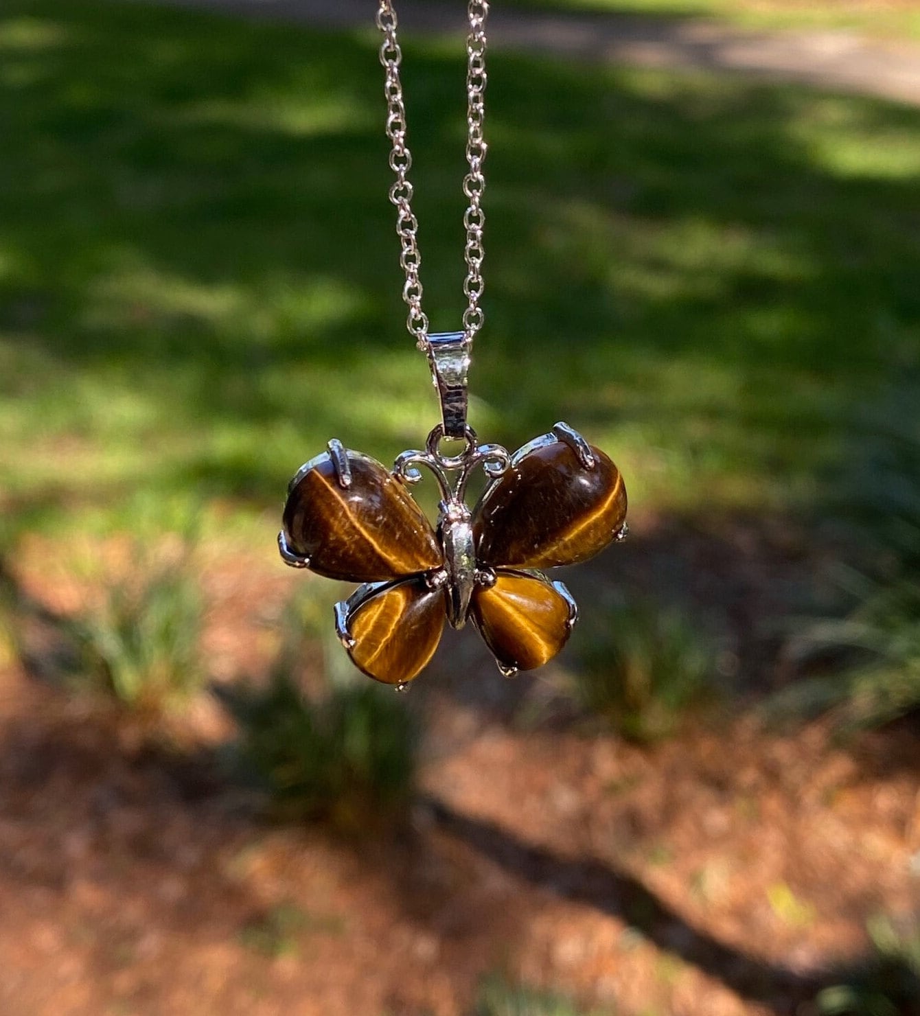 Tiger Eye Butterfly Necklace