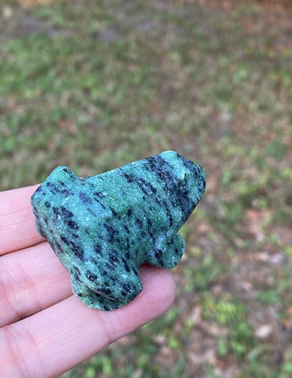 Zoisite Frog Figurine