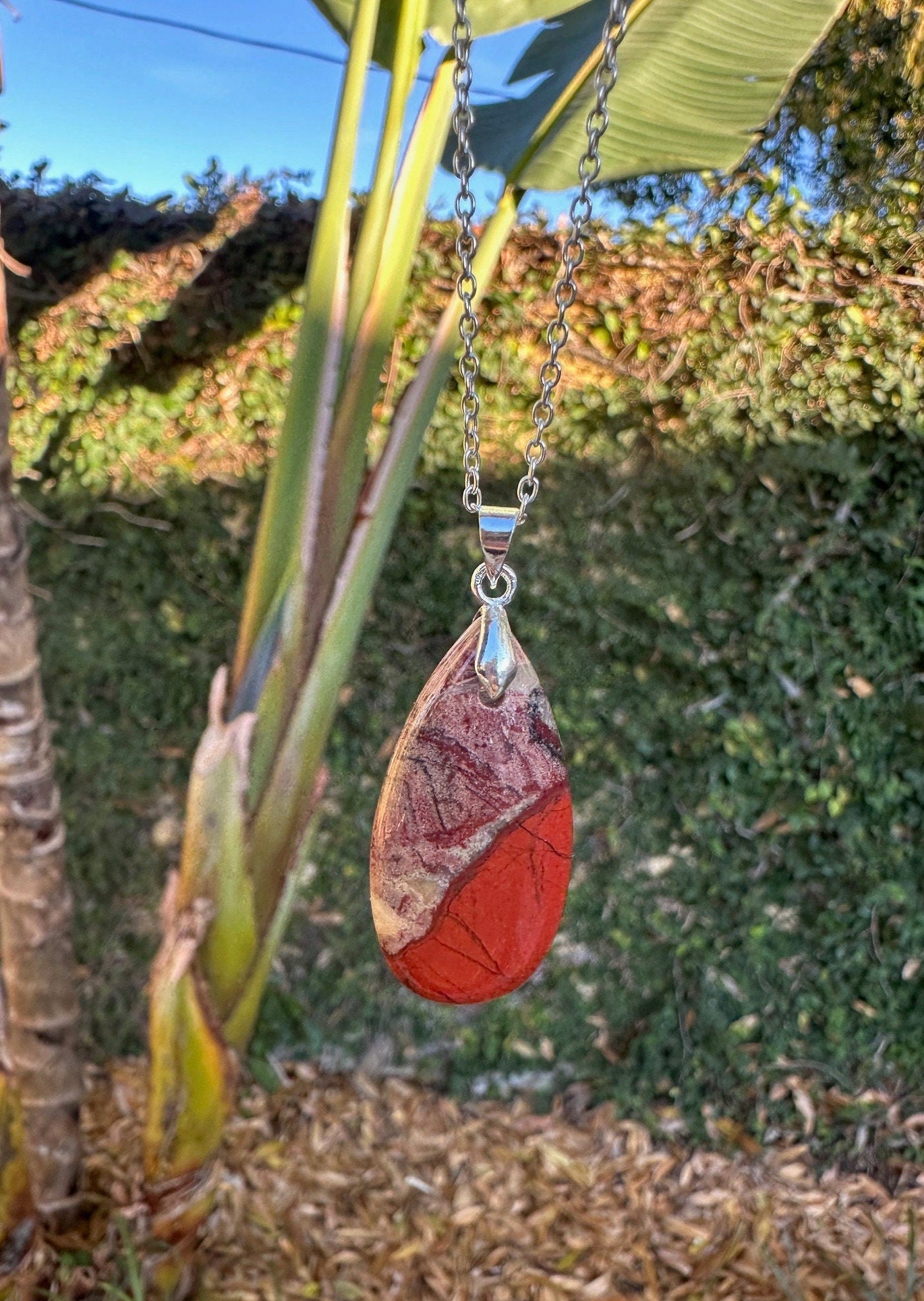 Rainbow Jasper Teardrop Pendant Genuine Rainbow Jasper Crystal Necklace