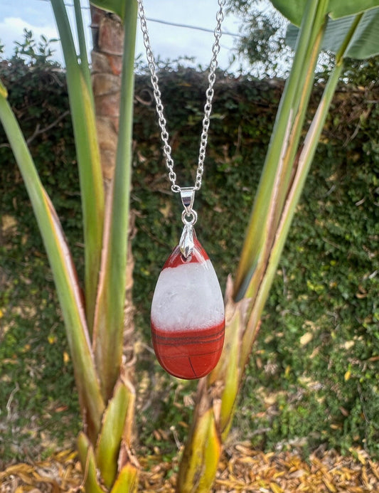 Red Jasper Teardrop Pendant Necklace