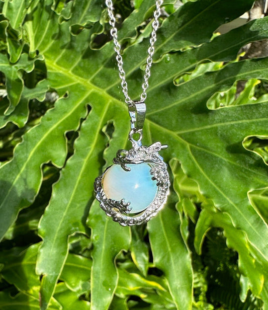Opalite Dragon Ball Pendant Necklace