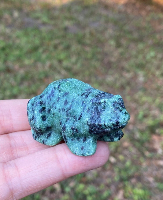 Zoisite Frog Figurine