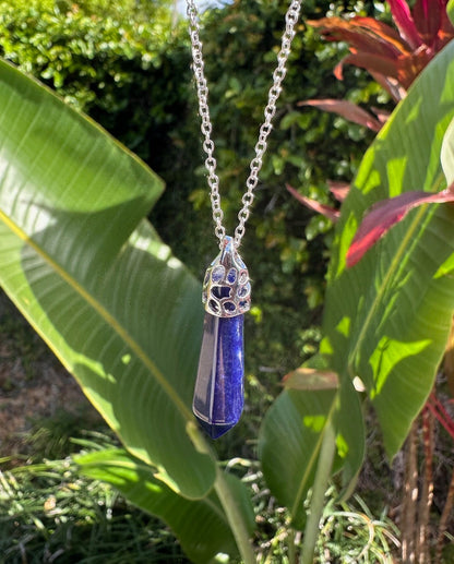 Sodalite Thin Hexagon Pendant Necklace