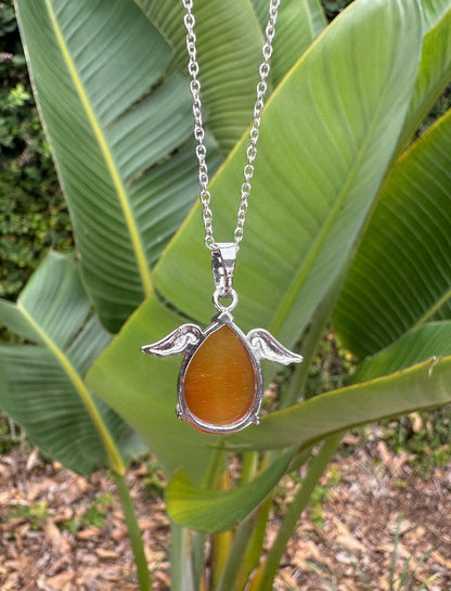 Carnelian Angelic Egg Pendant Necklace