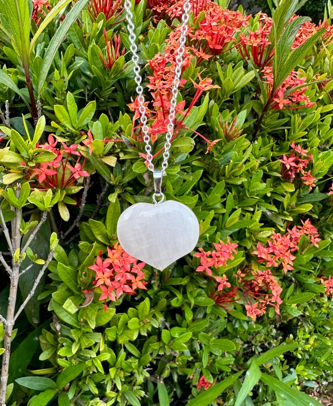 Rose Quartz Heart Pendant Necklace
