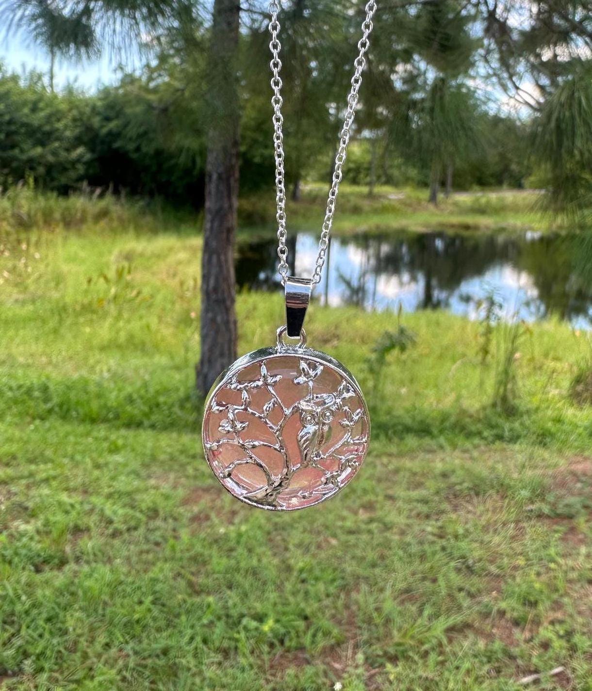 Cherry Quartz Owl Necklace