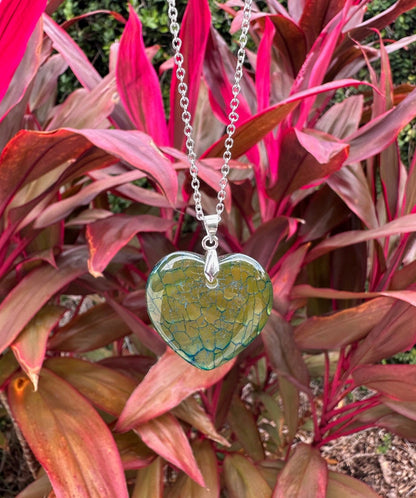 Heart Dragon Vein Agate Pendant Necklace