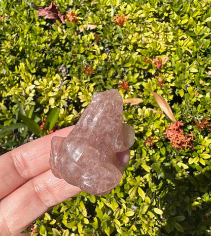 Strawberry Quartz Frog Figurine