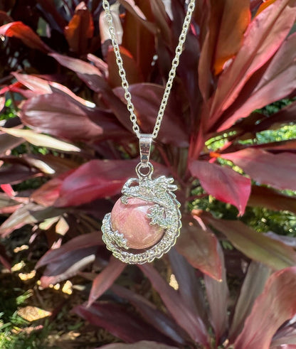Rhodonite Dragon Ball Necklace