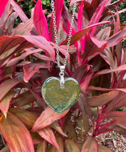 Heart Dragon Vein Agate Pendant Necklace