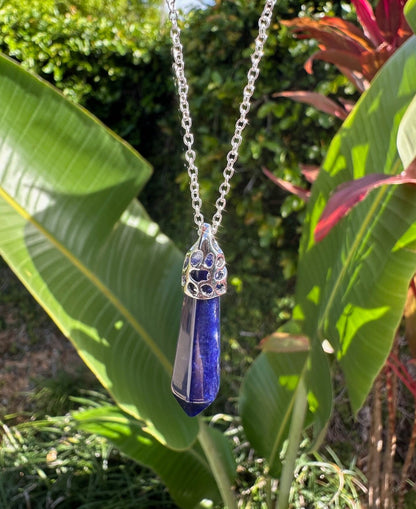 Sodalite Thin Hexagon Pendant Necklace