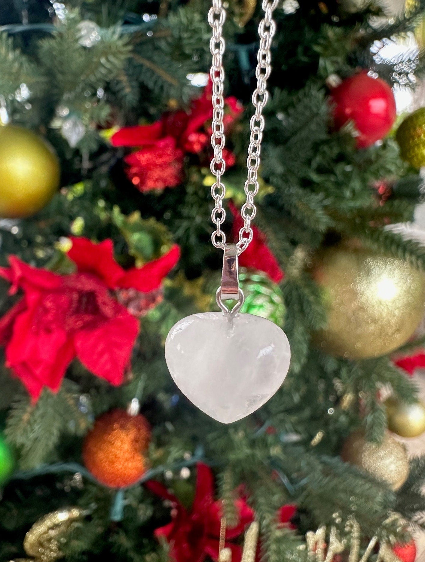 Clear Quartz Heart Pendant Necklace