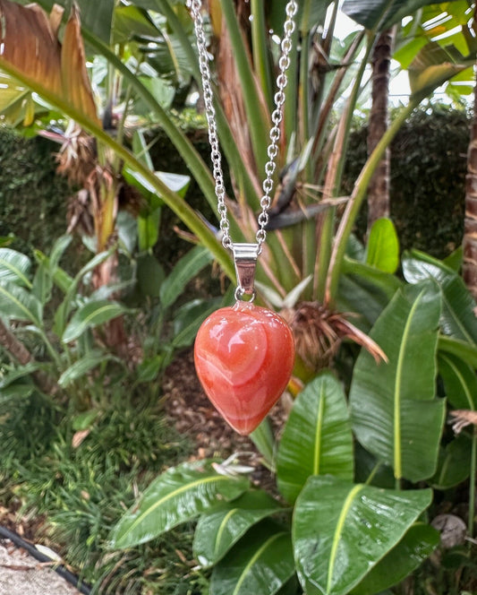 Red Agate Acorn Pendant Necklace