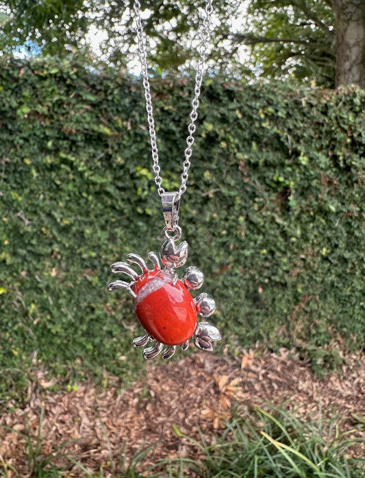Red Jasper Crab Pendant Necklace