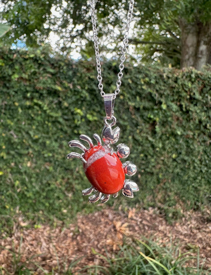 Red Jasper Crab Pendant Necklace