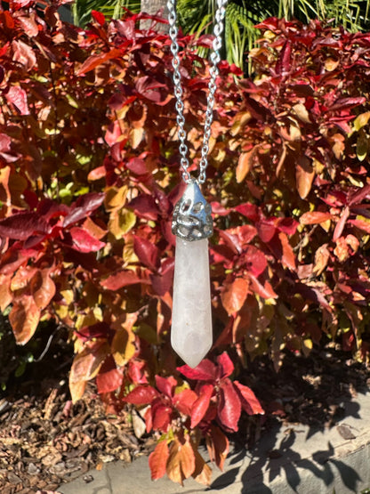 Rose Quartz Thin Hexagon Pendant Necklace