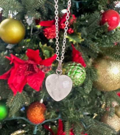 Clear Quartz Heart Pendant Necklace