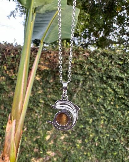 Tiger Eye Dolphin Pendant Necklace