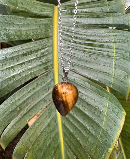 Tiger Eye Acorn Pendant Necklace