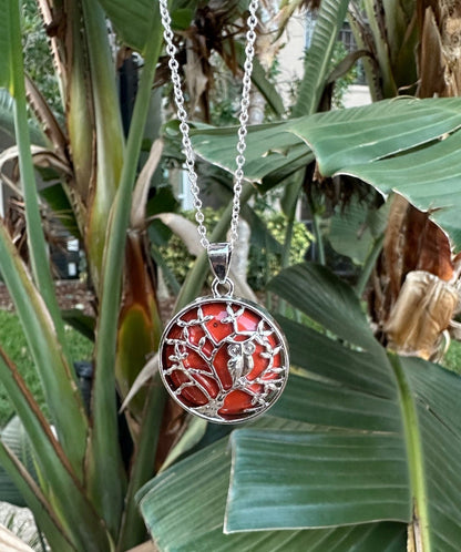 Red Jasper Owl Pendant Necklace