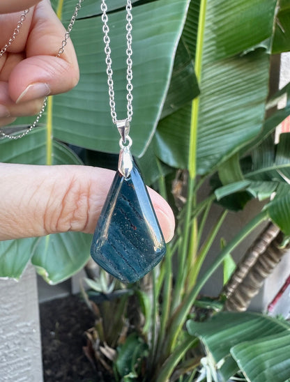 Indian Bloodstone Shield Pendant Necklace