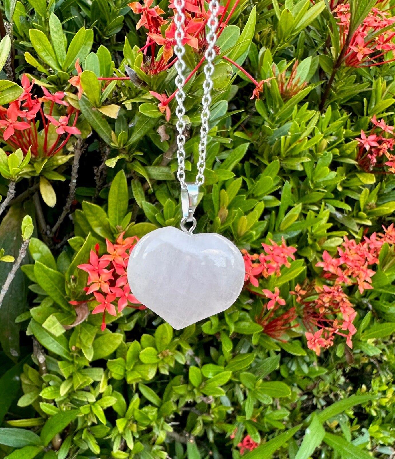Rose Quartz Heart Pendant Necklace