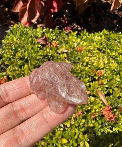Strawberry Quartz Frog Figurine