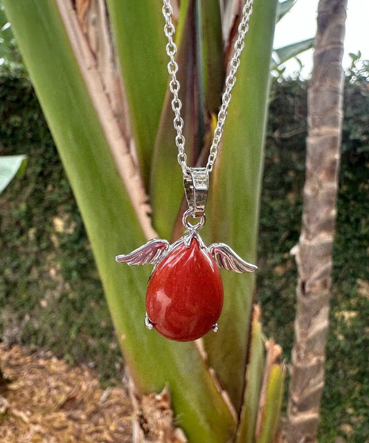 Red Jasper Angelic Egg Pendant Necklace
