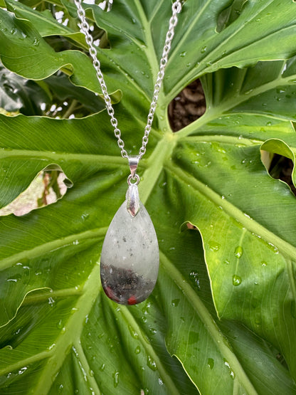African Bloodstone Teardrop Pendant Necklace