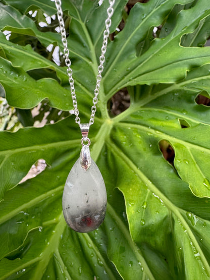 African Bloodstone Teardrop Pendant Necklace