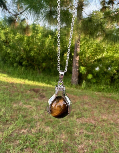Tiger Eye Hands Pendant Necklace