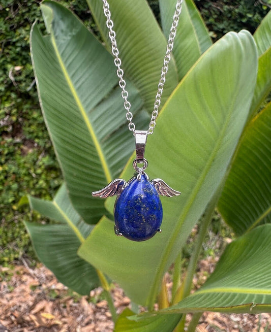 Lapis Lazuli Angelic Egg Pendant Necklace