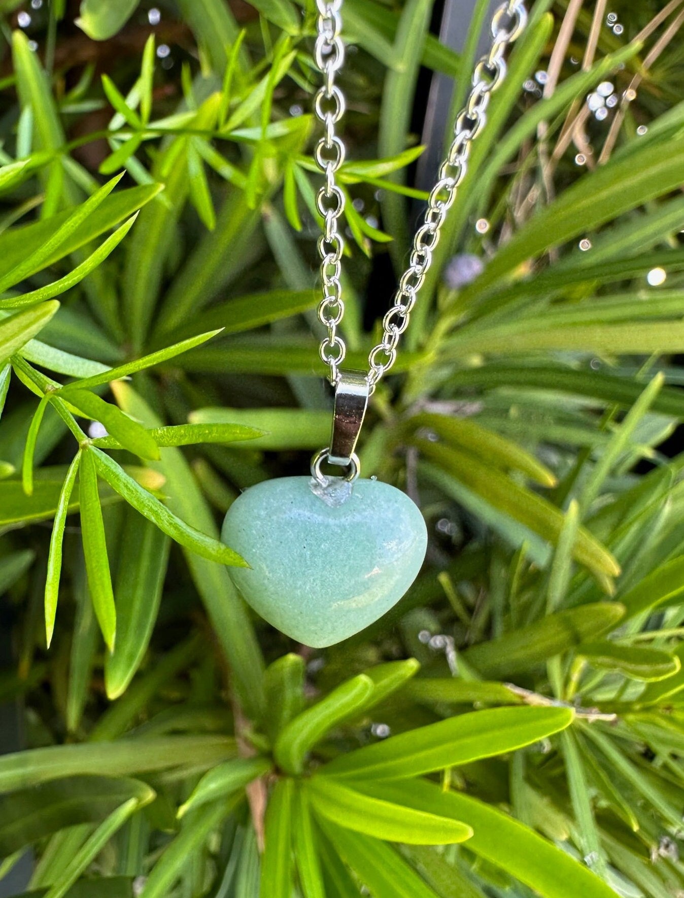 Green Aventurine Heart Pendant Necklace