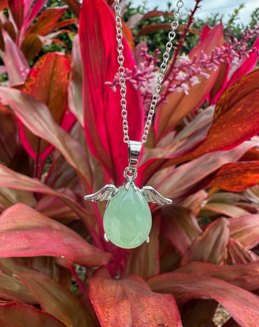 Green Aventurine Angelic Egg Pendant Necklace