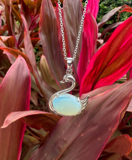 Opalite Swan Pendant Necklace