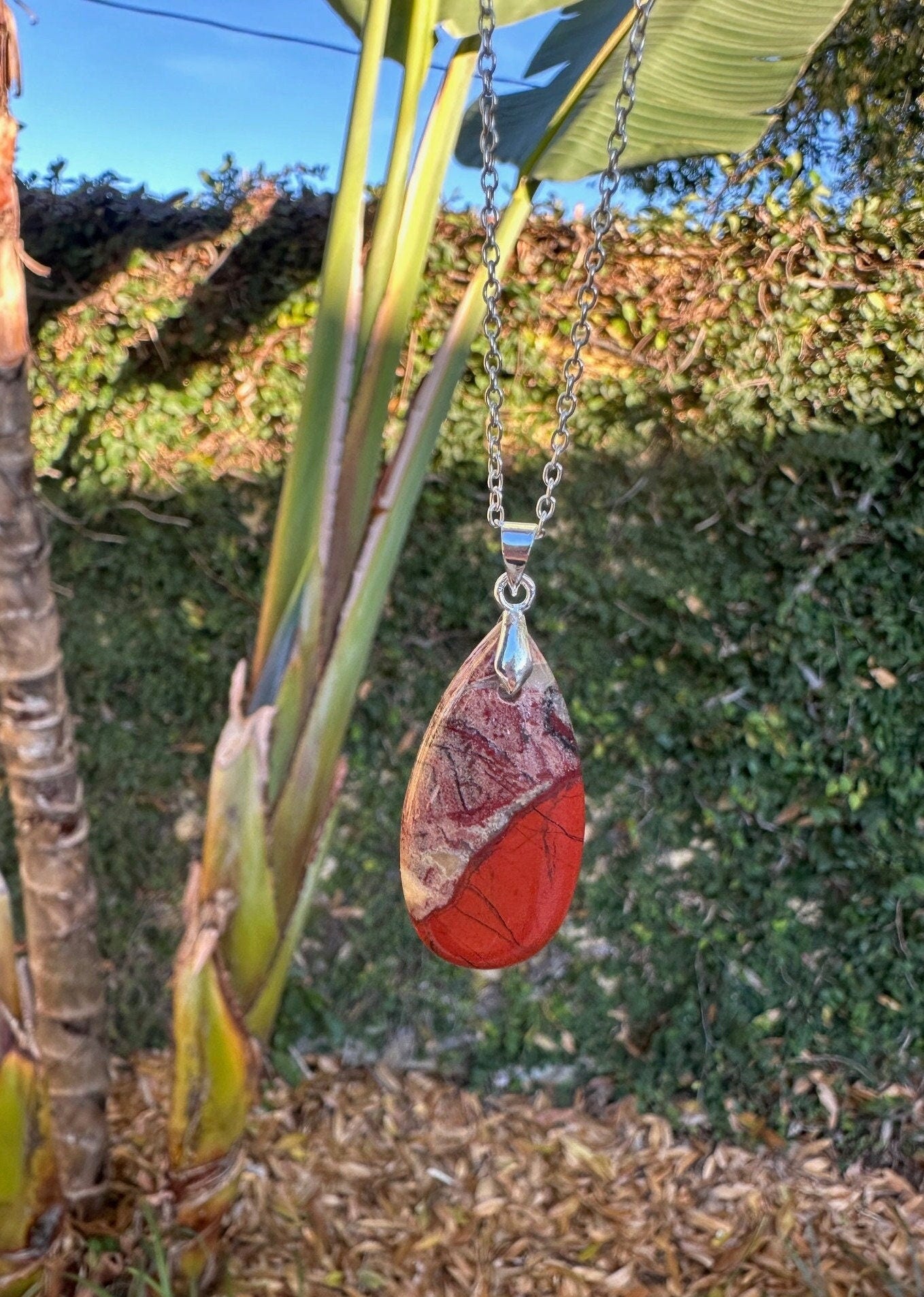Rainbow Jasper Teardrop Pendant Genuine Rainbow Jasper Crystal Necklace