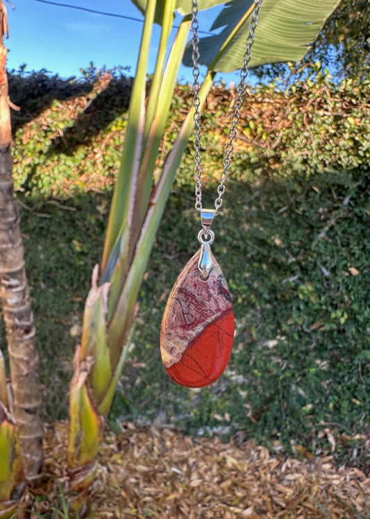Rainbow Jasper Teardrop Pendant Genuine Rainbow Jasper Crystal Necklace