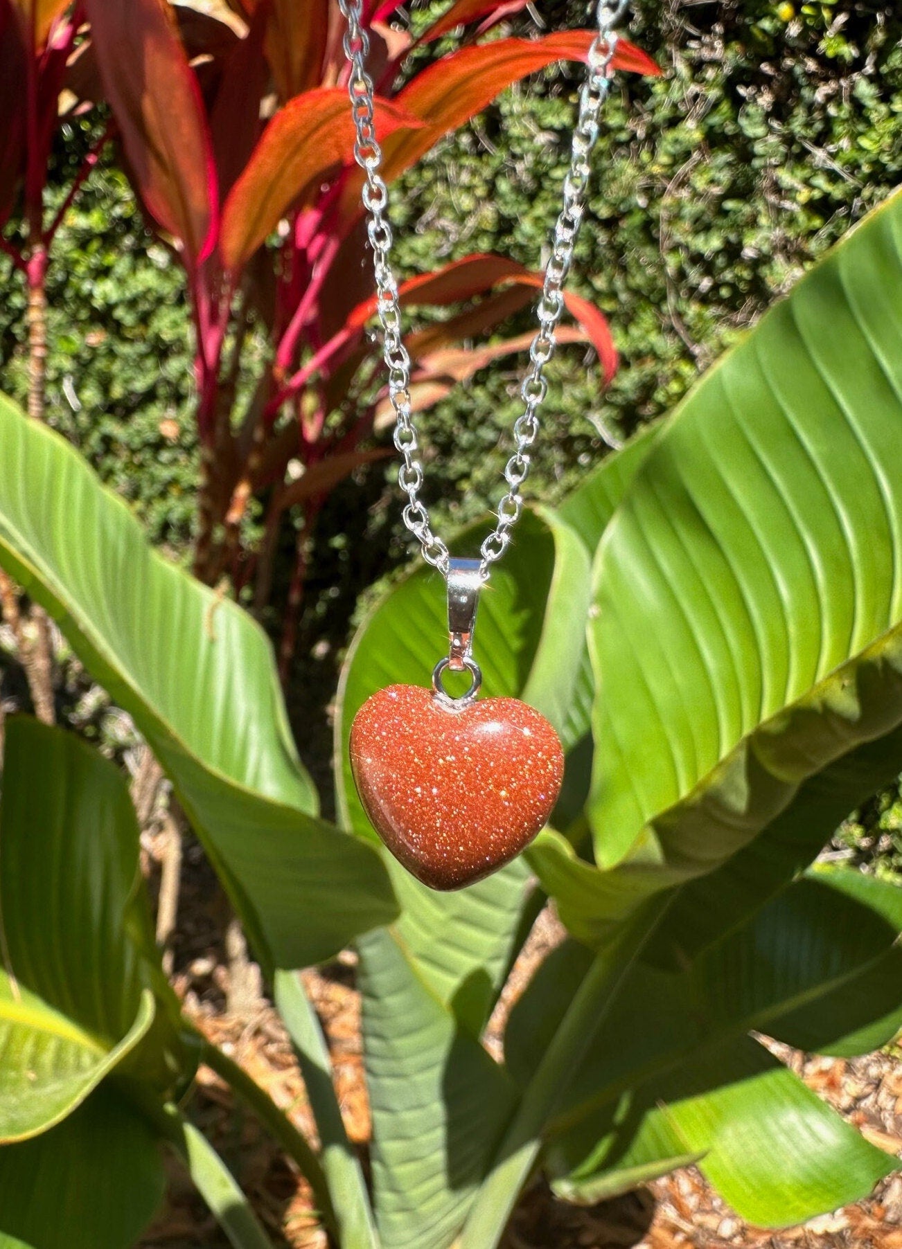 Goldstone Heart Pendant Necklace