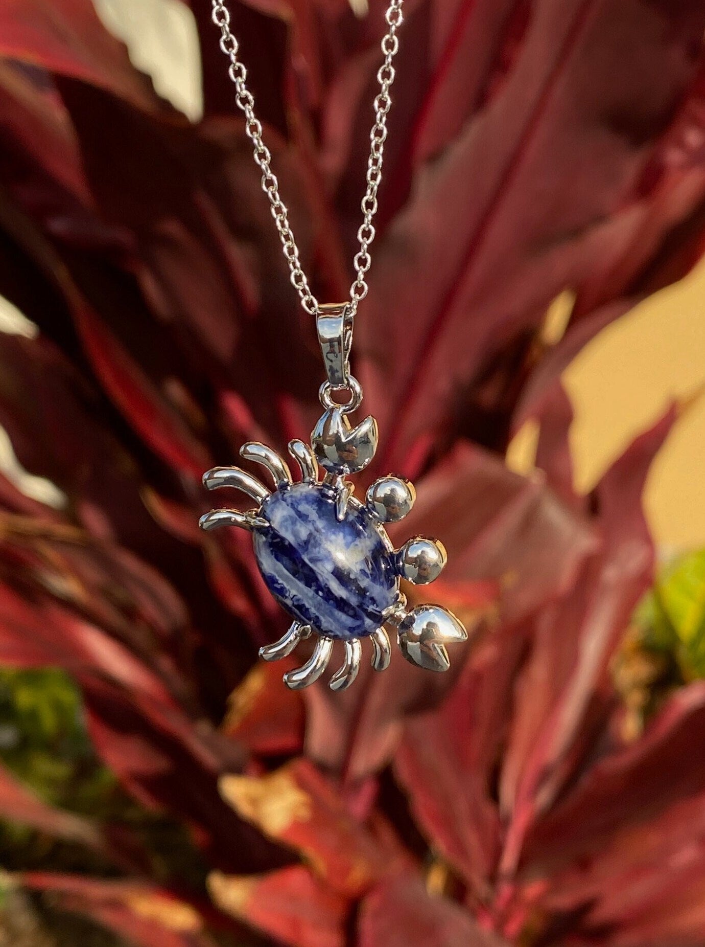Sodalite Crab Pendant Necklace