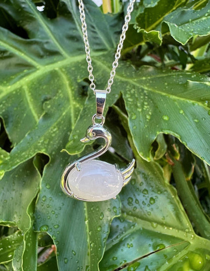 Rose Quartz Swan Necklace