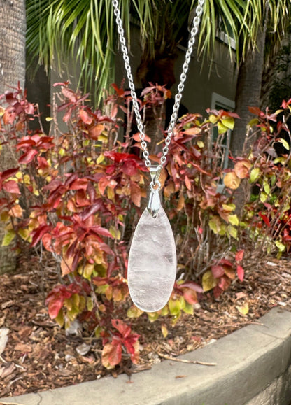 Rose Quartz Teardrop Pendant Necklace