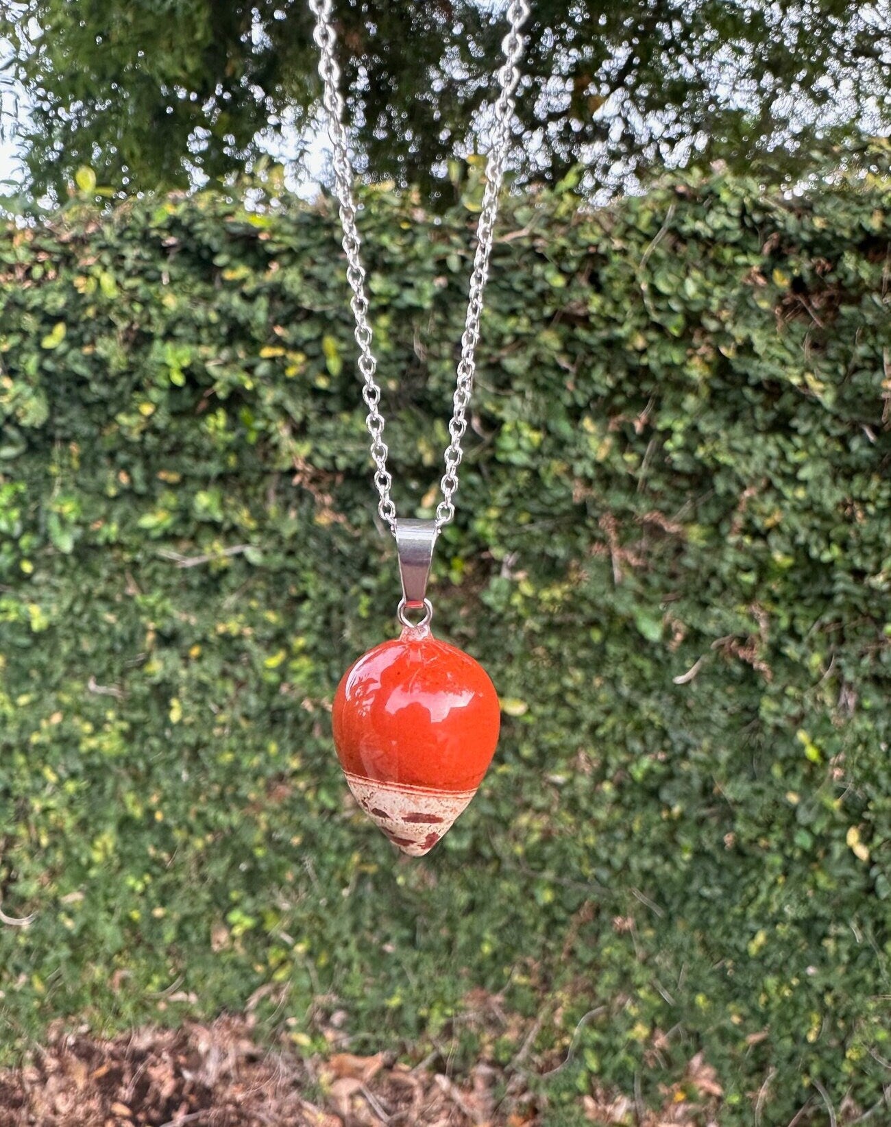Rainbow Jasper Acorn Pendant Necklace
