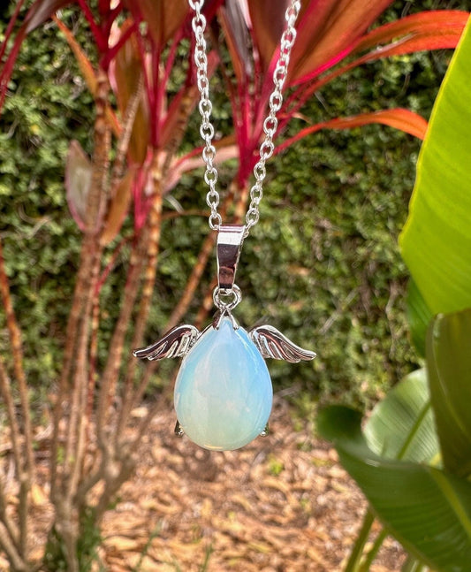 Opalite Angelic Egg Pendant Necklace