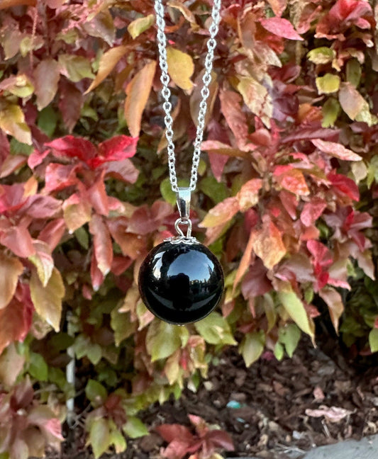 Obsidian Ball Pendant Necklace