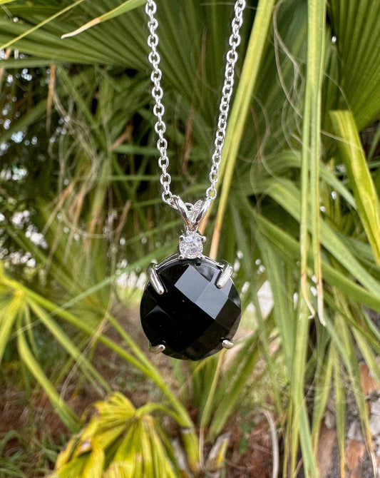 Obsidian Prism Pendant Necklace